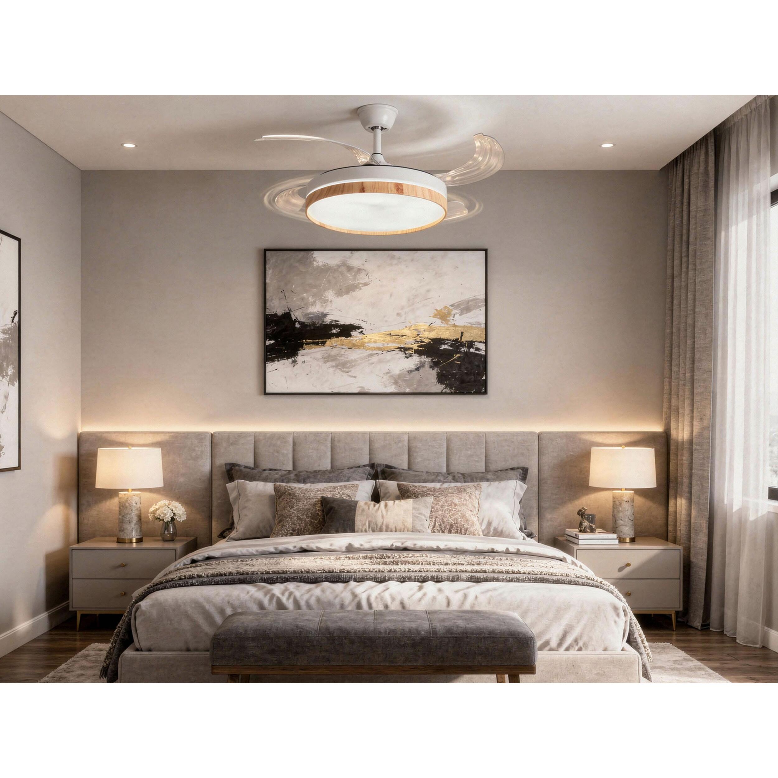 Ventilateur de plafond rétractable avec lumière LED et minuterie