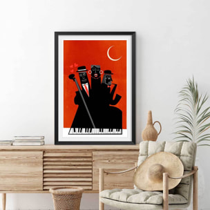 Poster musique trio Affiche + cadre en bois - Noir