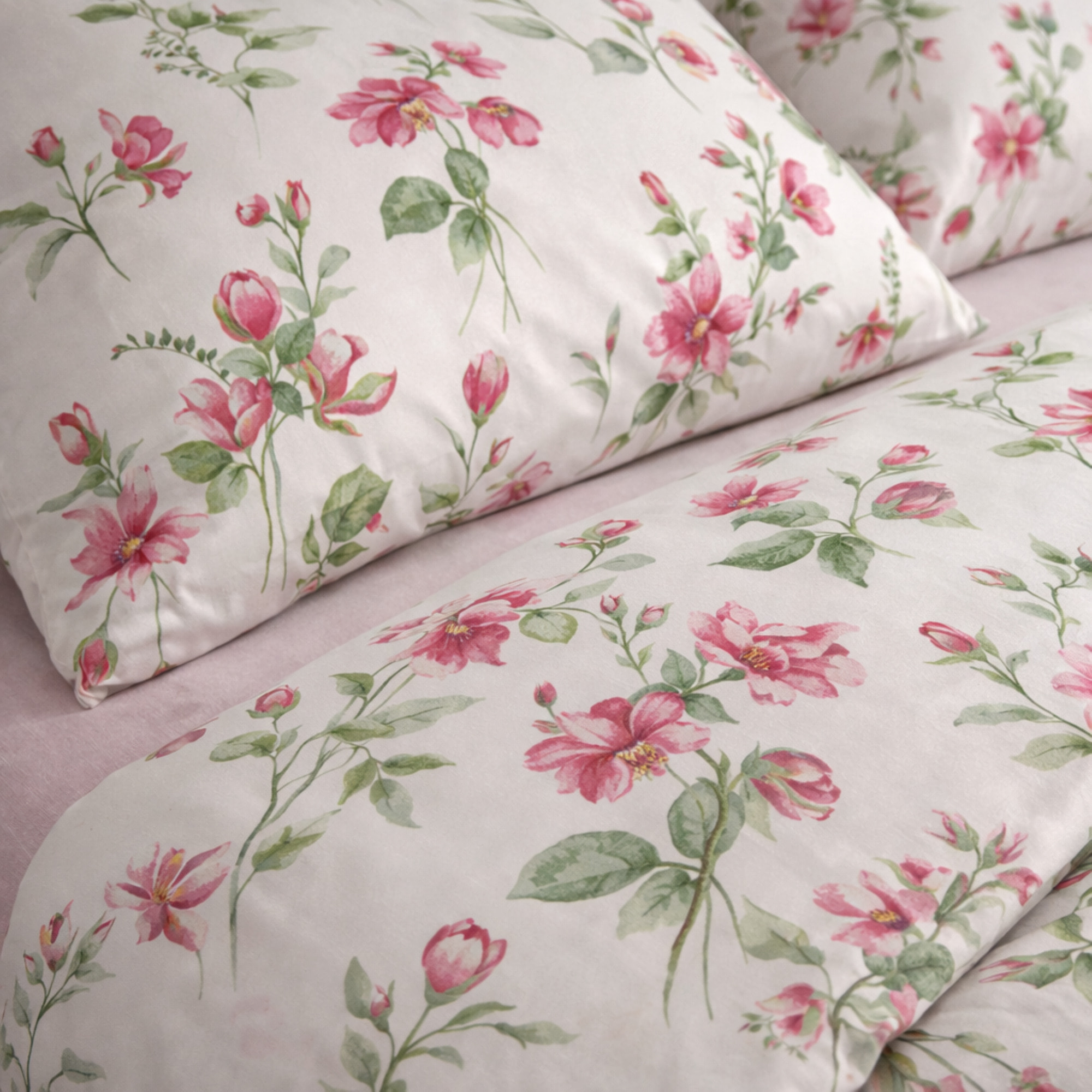 SARTORIALE Parure Copripiumino in Percalle Celine_Matrimoniale_Rosa Blush