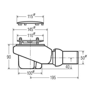 Bonde Tempoplex Plus 90mm avec cache chromé brossé