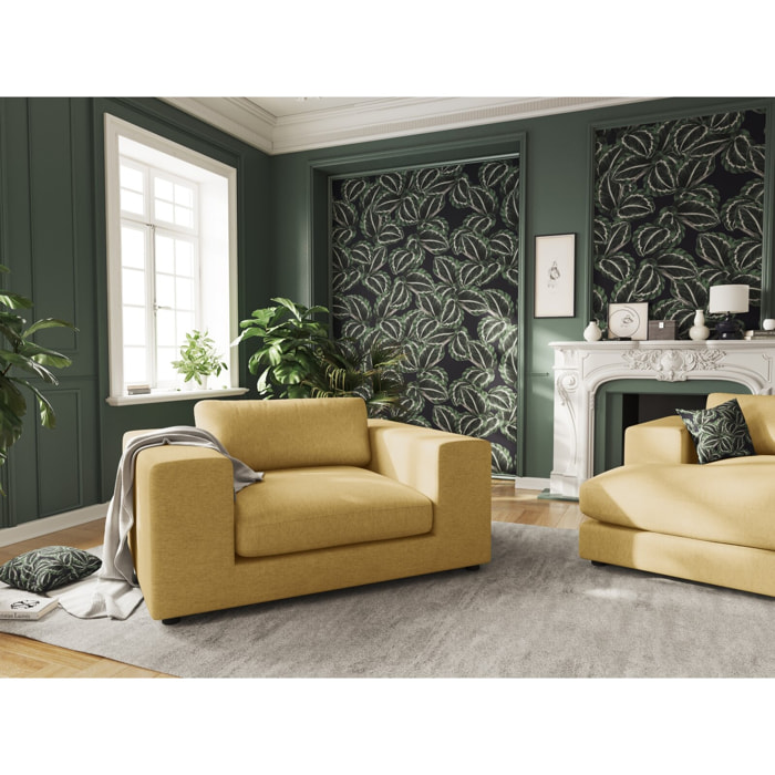Canapé "Tendance" 1,5 place en tissu structurel jaune