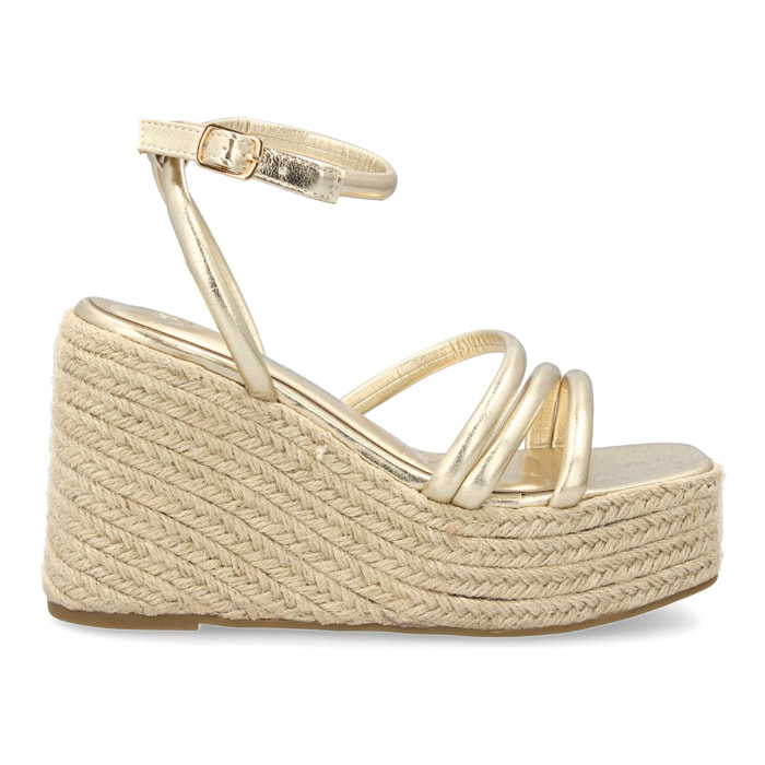 Sandalia de cuña de yute para mujer, diseño comodo y elegante con tiras cruzadas en la pala