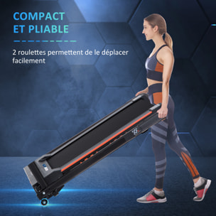 Tapis de course pliable - tapis de marche 6 Km/h max. 370 W - collaboration Aosom.fr x FFHandball - orange noir