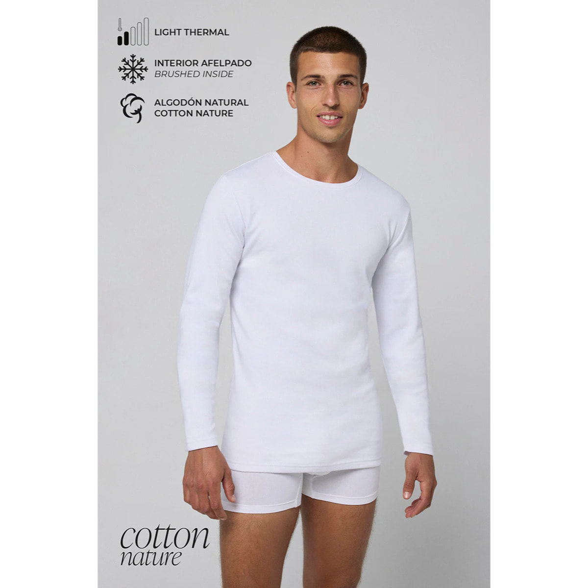 Maglietta a maniche lunghe in cotone bianco caldo