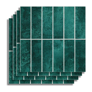 Crédence adhésive murale 3D  - Effet carrelage 4 pièces - Vert emeraude