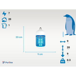Lampada Anti-Insetti con luce ultravioletta 7 W per superfici di 20m2