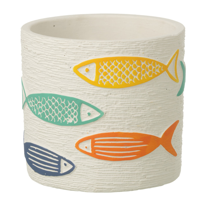 J-Line Cache-pot Poisson Rond - céramique - multicolore - medium