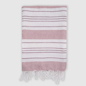 Pack bolso + toalla pareo algodón raya indra rosa