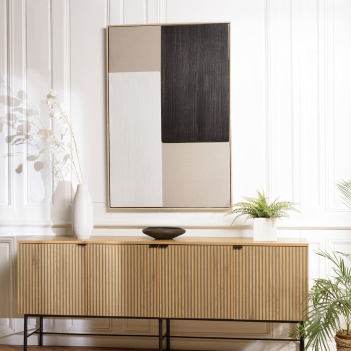 HOMER - Décoration murale 83x123cm mix matières, cadre bicolore