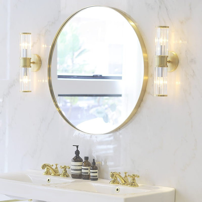 Specchio rotondo design moderno con cornice dorata 80 cm