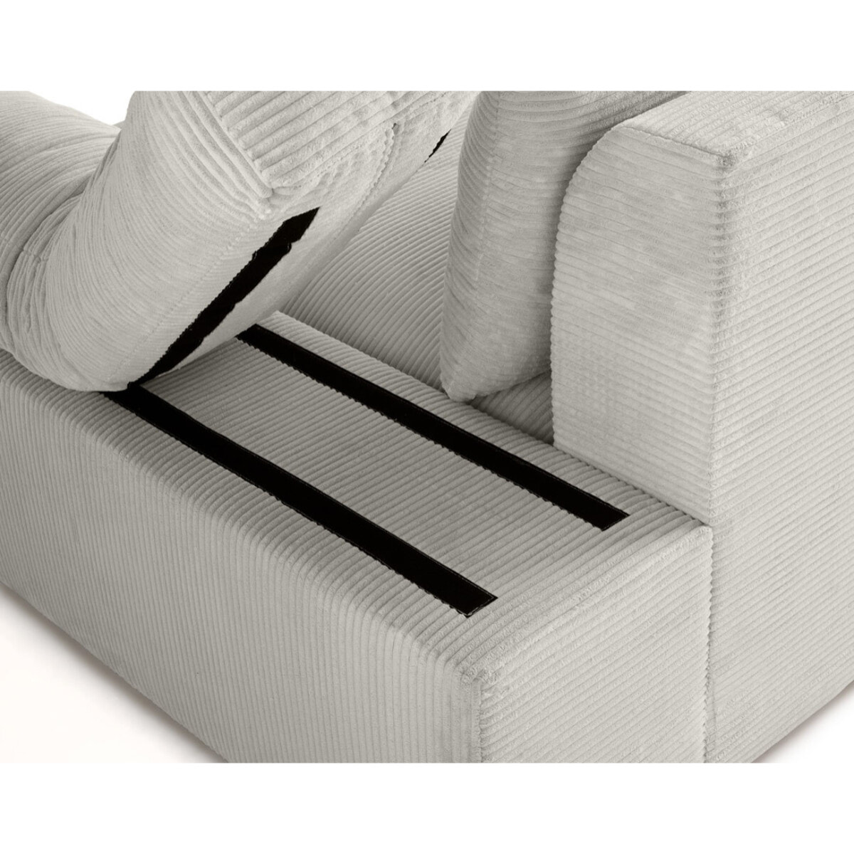 Aspen - canapé d'angle réversible 5 places - assise profonde - en velours côtelé - Gris clair