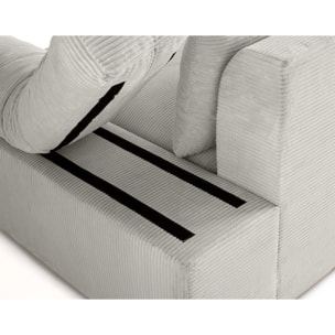 Aspen - canapé d'angle réversible 5 places - assise profonde - en velours côtelé - Gris clair
