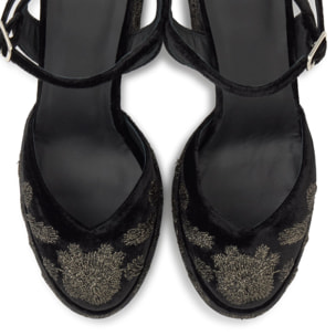 Zapato tacón Virgo en terciopelo con tacón de 10 cm