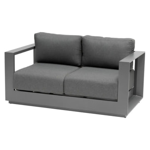 Canapé de jardin "Allure" 2 places graphite & gris zebrano en aluminium traité époxy