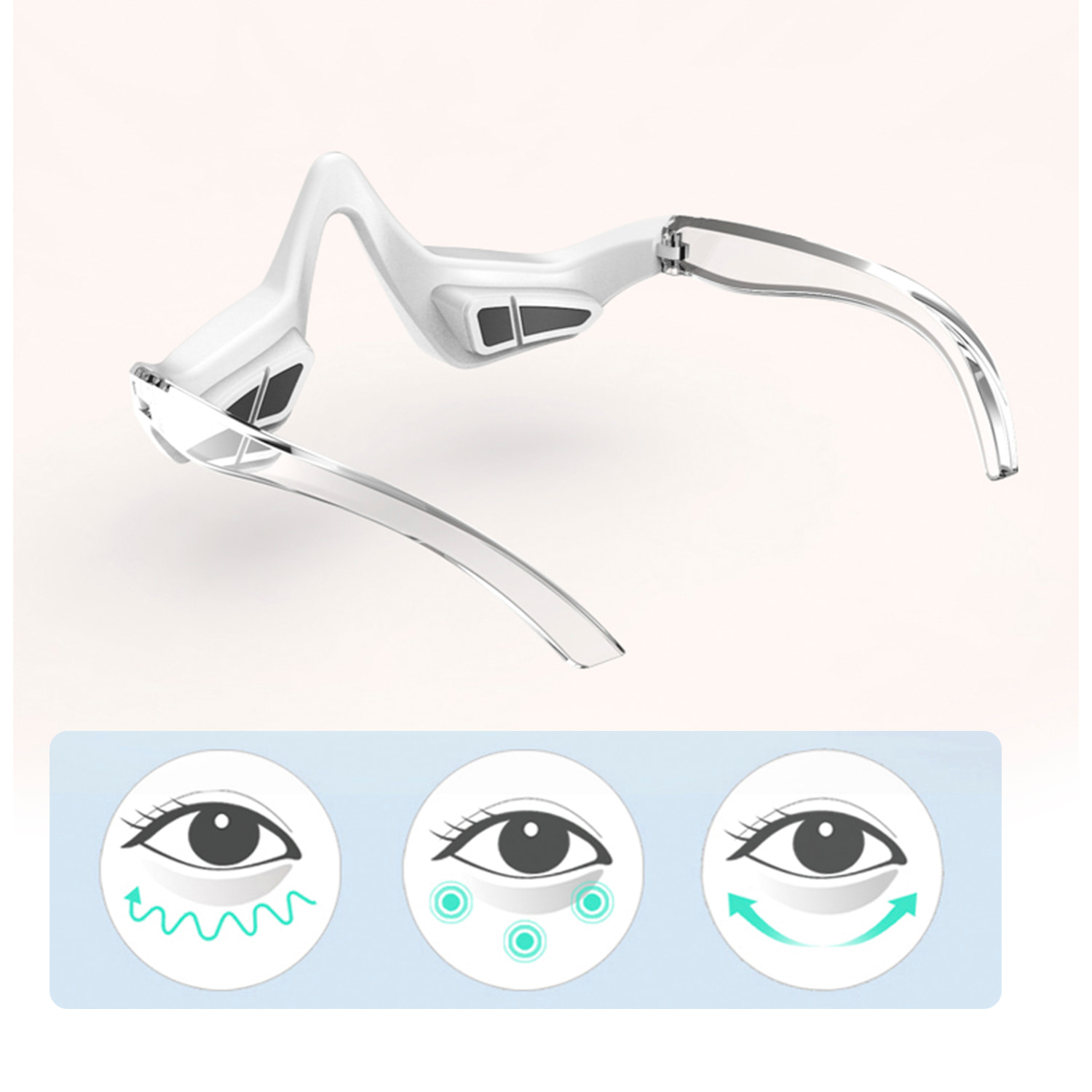 Instrumento de masaje ocular EMS con 3 intensidades y 2 modos de uso.
