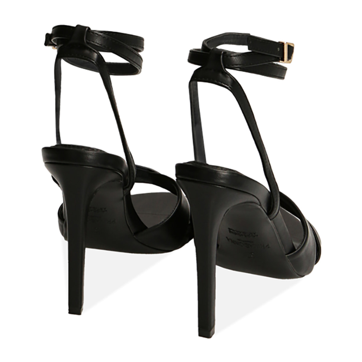 Sandalias negras con tira, tacón de 10,5 cm