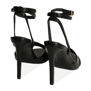 Sandalias negras con tira, tacón de 10,5 cm