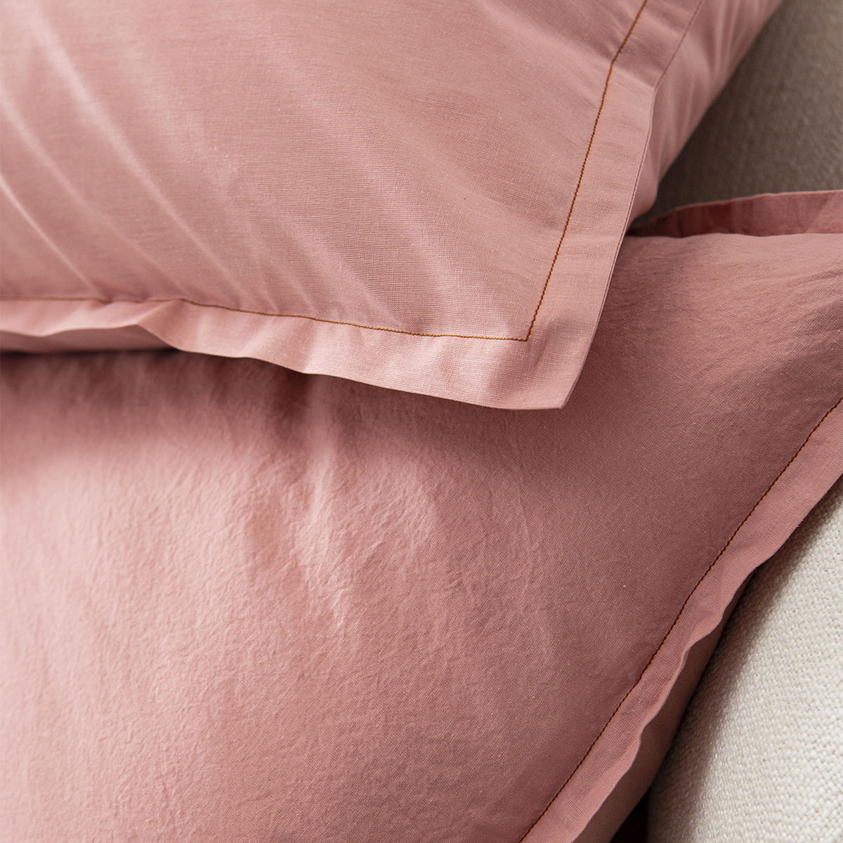 Taie d'oreiller unie en coton, Made in France, TOUT DOUX , Rose Solaire
