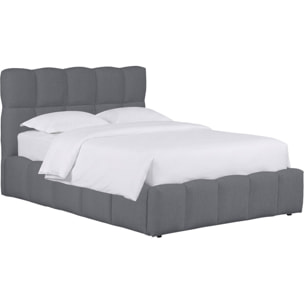 Lit double en tissu avec coffre "Davos" - 160 x 200 cm - Gris