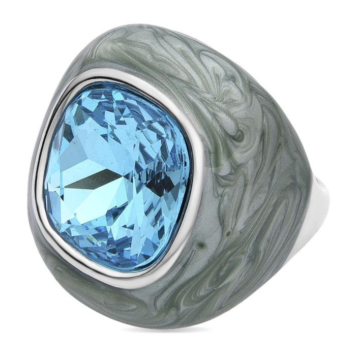 Anillo con Cristal Azul acabado plata