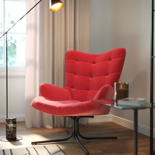 Fauteuil pivotant Oscar velours rouge Kare Design