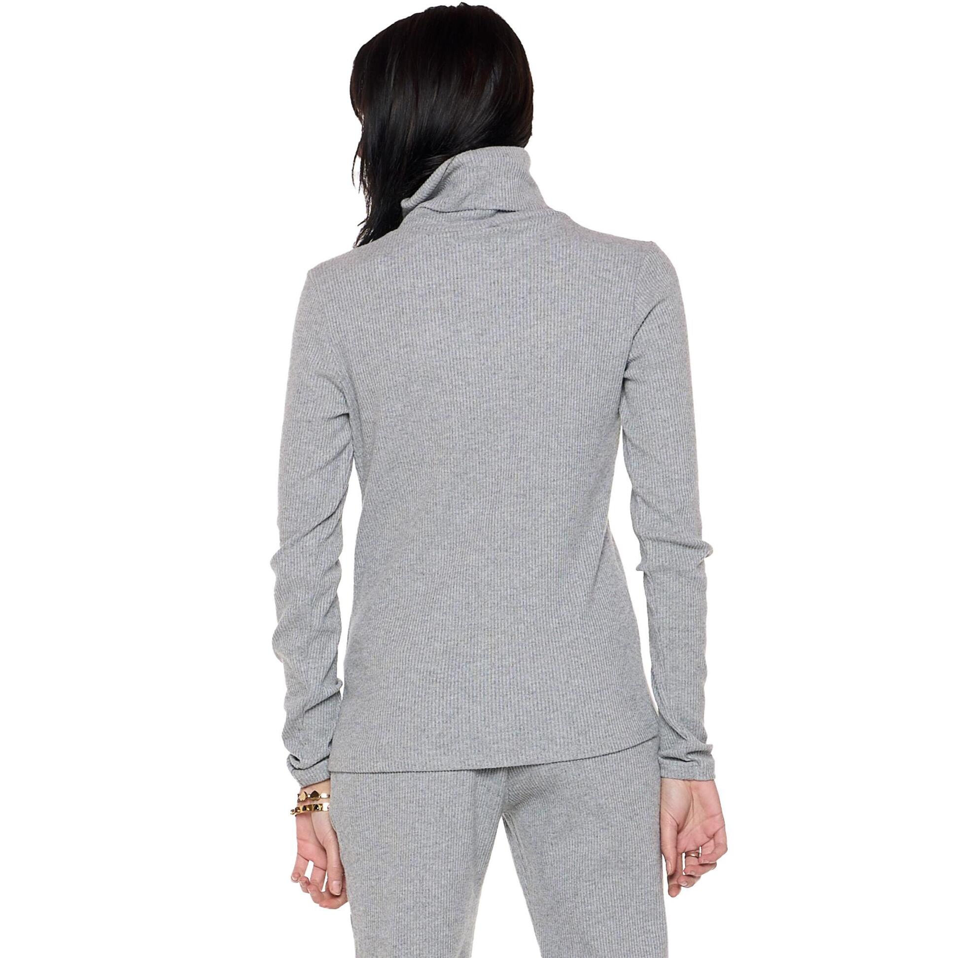Camiseta de manga larga con cuello alto acanalada "Pearl" para mujer