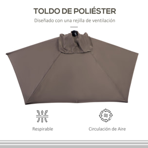 Sombrilla 269x138x236 cm Parasol de Jardín con Manivela y Forma Semicircular para Exterior Terraza Patio Piscina Café