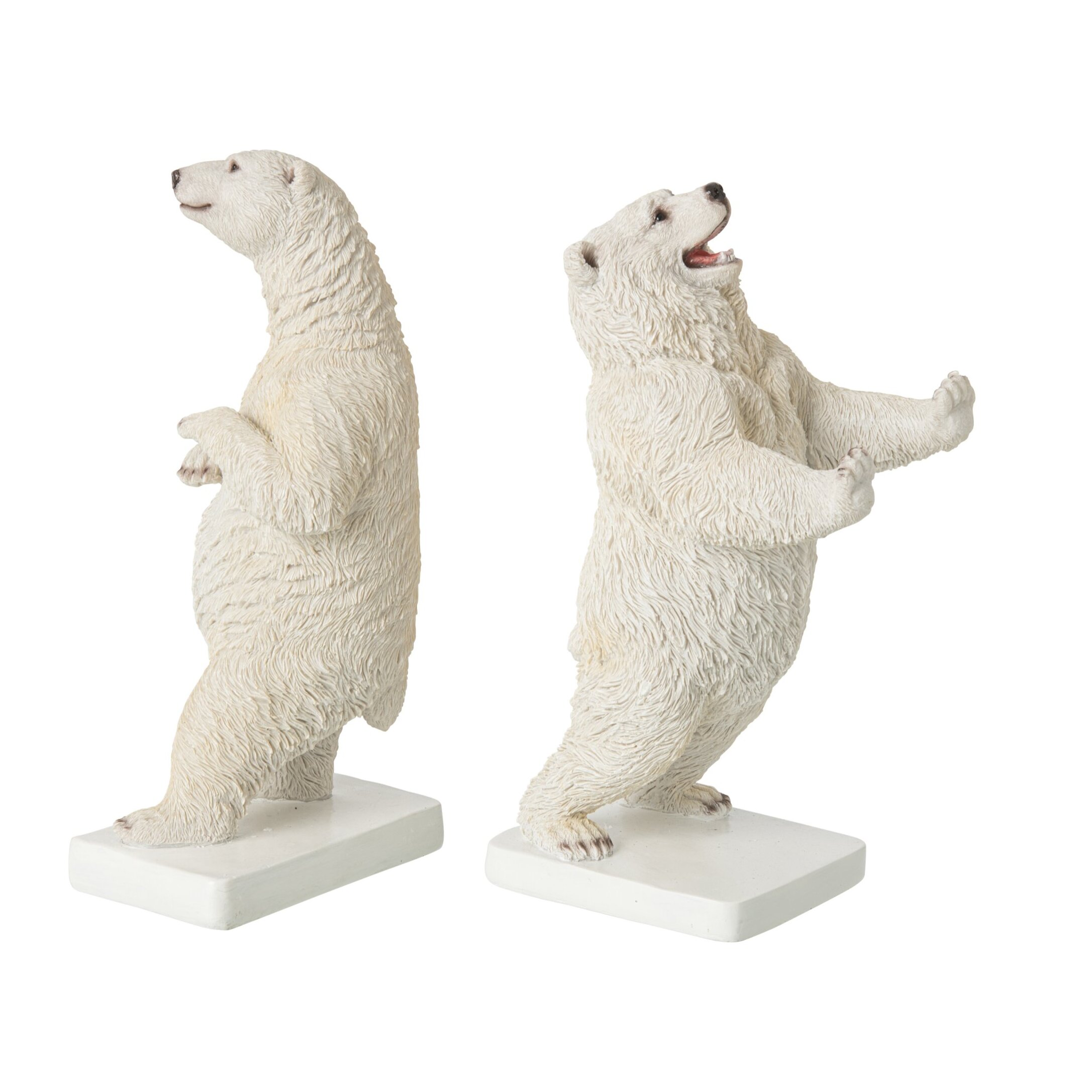J-Line Set de 2 serre-livres ours - polyrésine - blanc