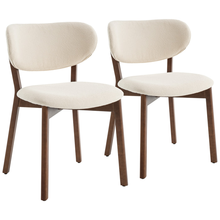 Lot de 2 chaises en bois foncé et tissu boucle beige AURA
