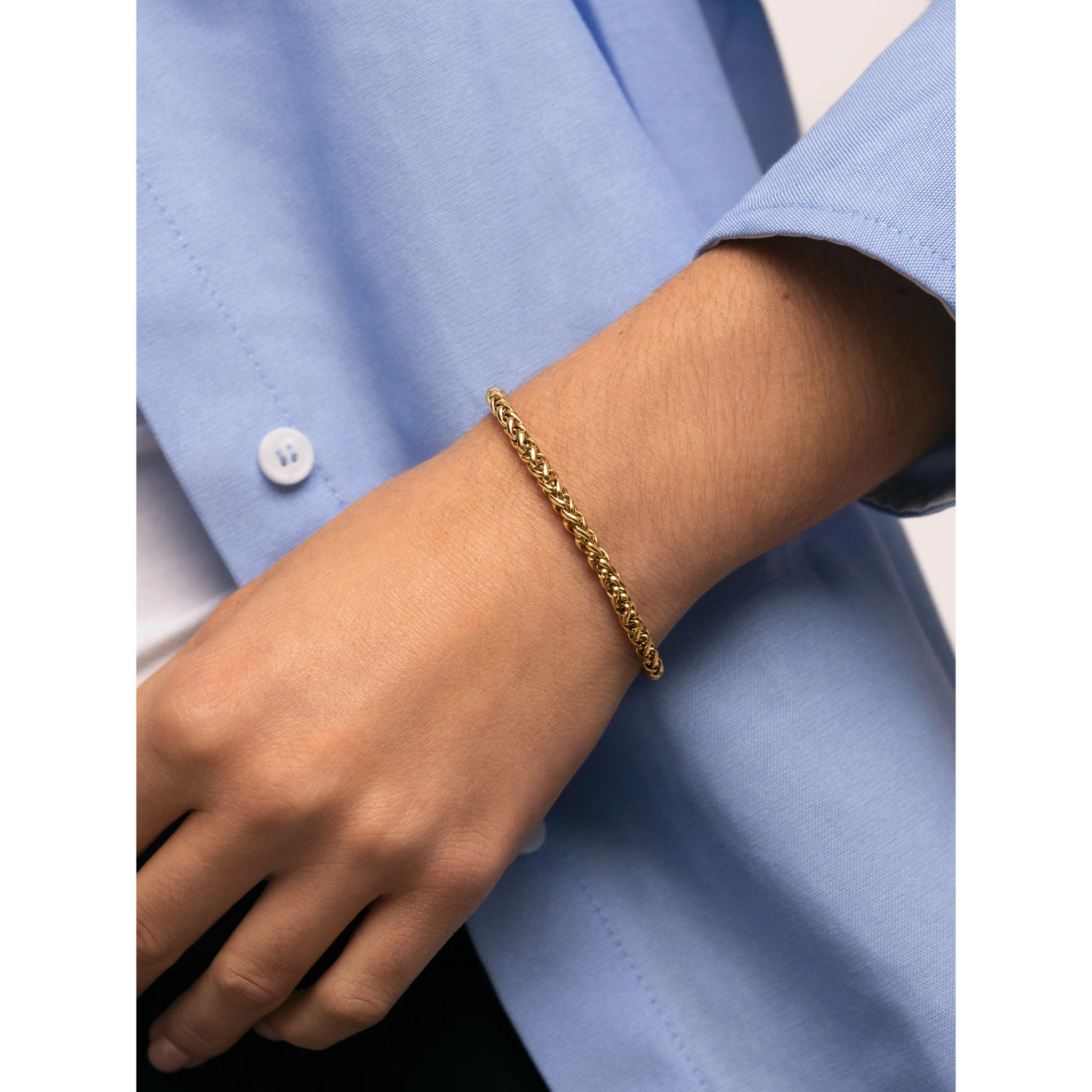 Pulsera Fine Disco Acero Baño Oro