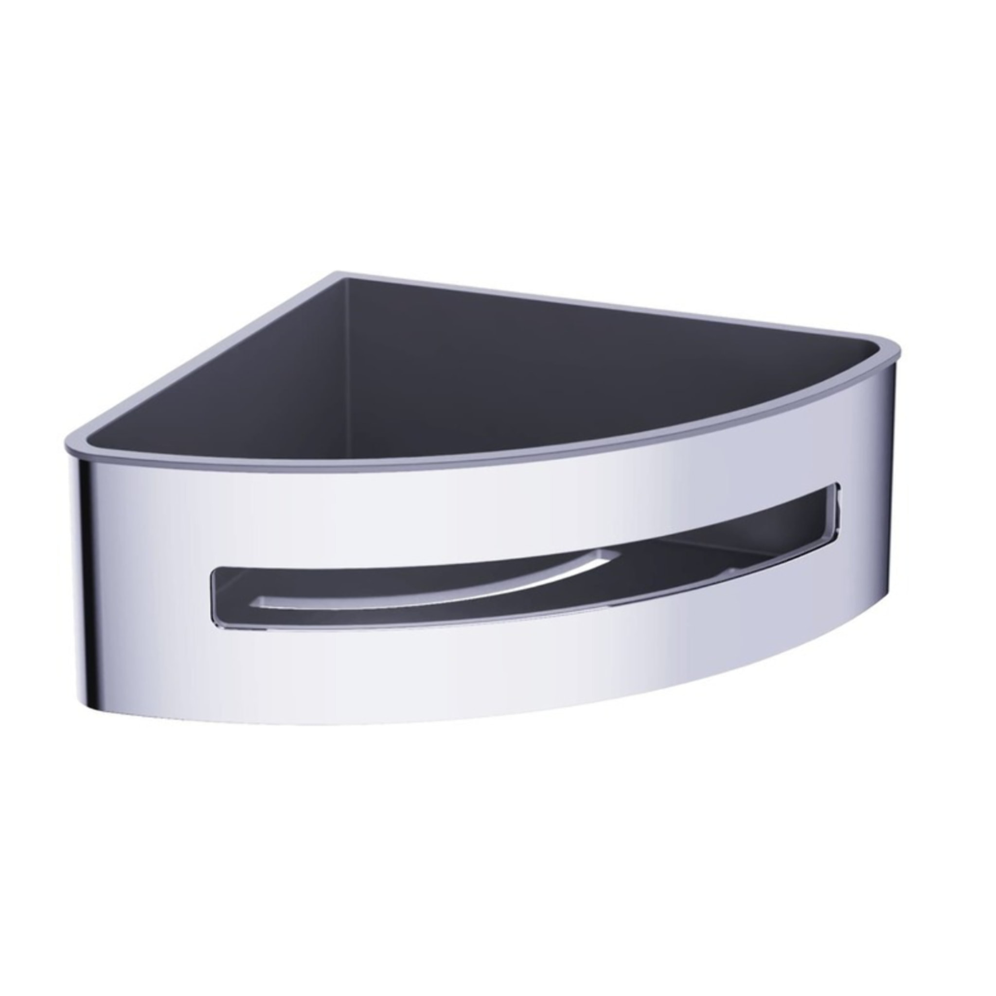 Panier d'angle pour la douche en acier inoxydable 16,5cm, Chrome et Noir (SATDPOLROHCHC)