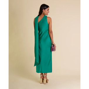 Vestido midi asimétrico con lazada