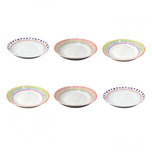 Lot de 6 assiettes creuses, RELAX SUNSET