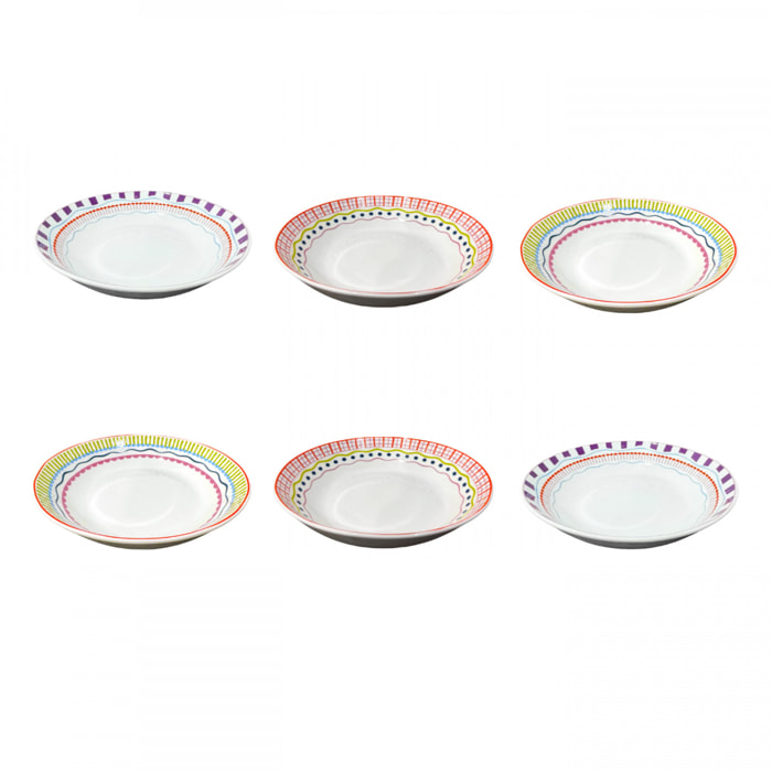 Lot de 6 assiettes creuses, RELAX SUNSET