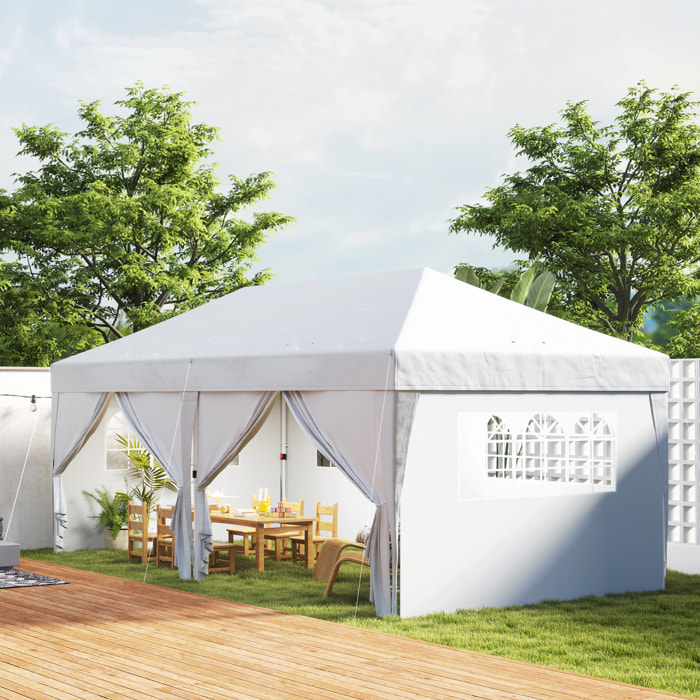 Carpa Plegable Gazebo 6x3 m Cenador Plegable con 6 Paredes Laterales Impermeable Anti-UV y Bolsa de Transporte Pabellón de Jardín para Camping Fiestas Blanco