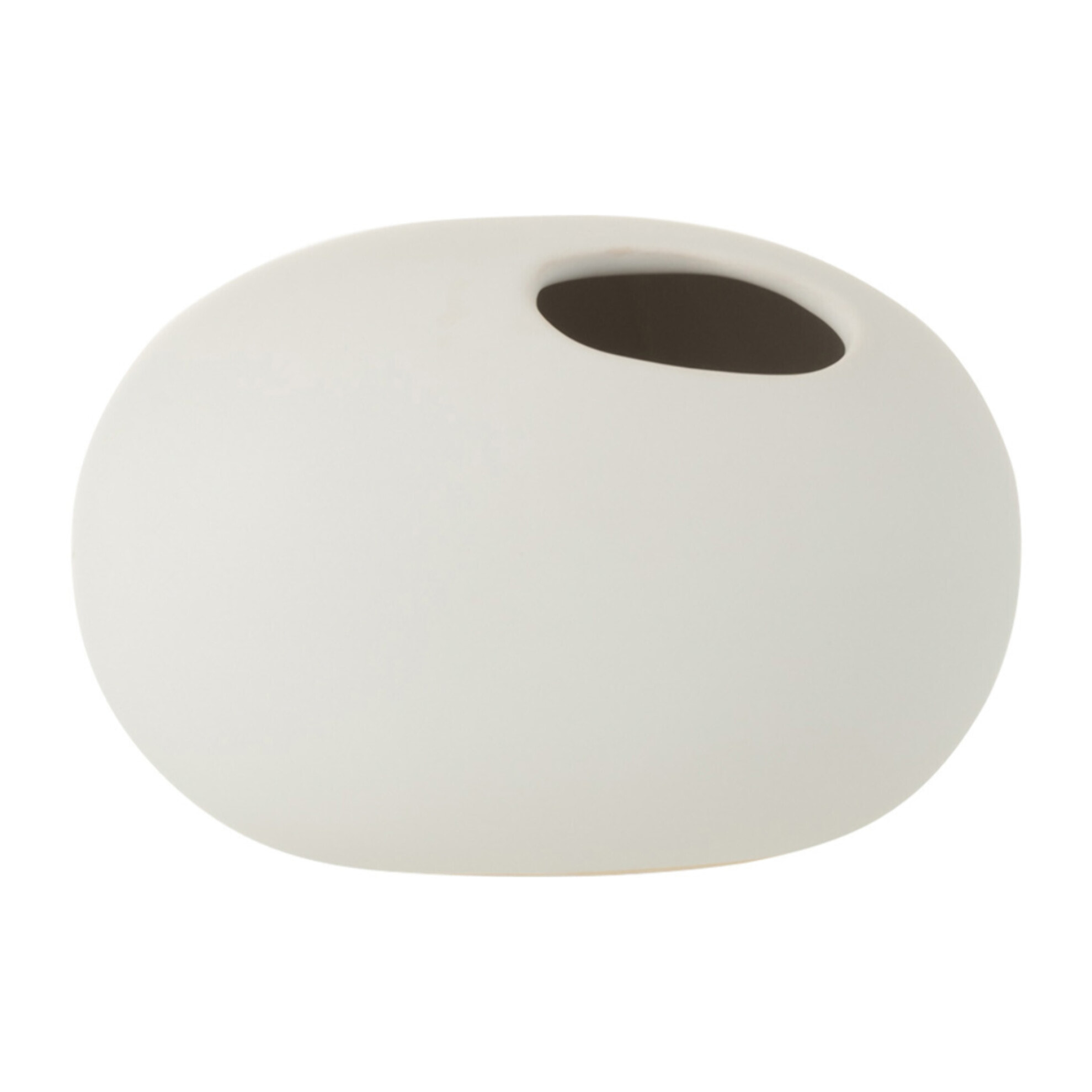 J-Line Vase Ovale Ceramique Blanc Mat Small