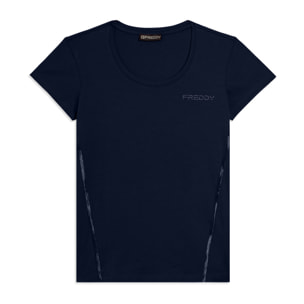 T-shirt Manica Corta con Logo FREDDY e Inserti Elastici