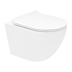 S-Line Pro WC suspendu sans bride Vortex en céramique avec abattant SoftClose et fixations invisibles, blanc (WC01T)