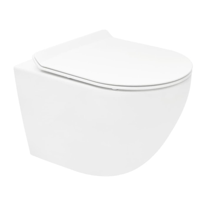 S-Line Pro WC suspendu sans bride Vortex en céramique avec abattant SoftClose et fixations invisibles, blanc (WC01T)