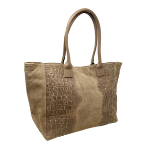 Chicca Borse - Borsa a Spalla Donna in Vera Pelle - Colore Cocco Fango