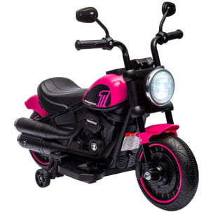 Moto Eléctrica para Niños de 18-36 Meses, Moto Eléctrica Infantil con Batería 6V, Faro y Ruedas Auxiliares Desmontables, Carga 25 kg, Rosa