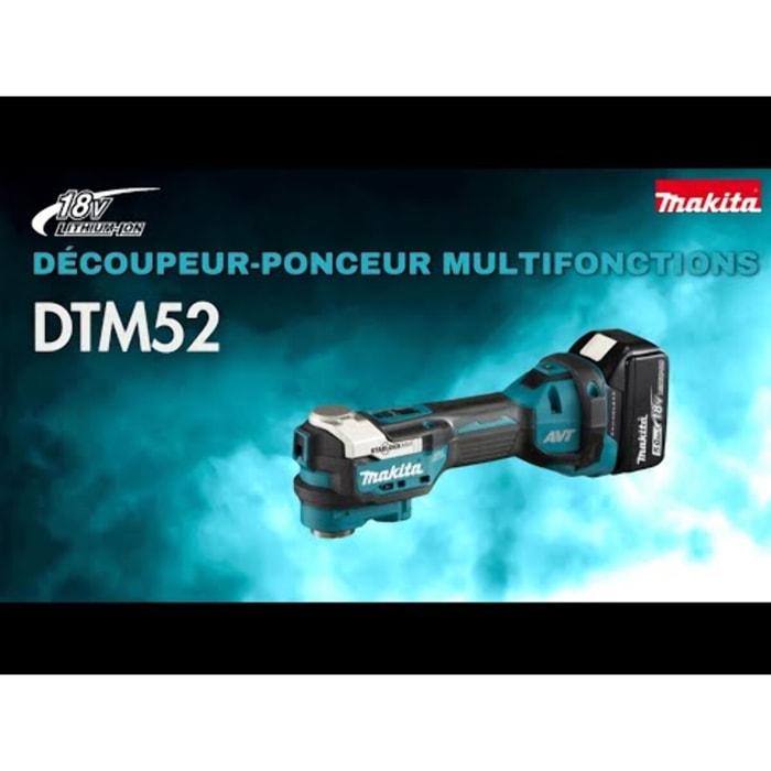 Lijadora-cortadora multifuncional 18V MAKITA + maletín + 2 batt. BL1850B - DTM52RTJX1