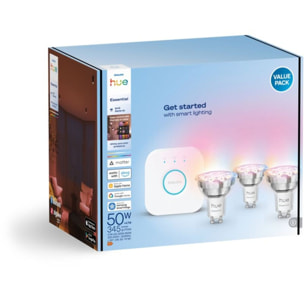 Pack PHILIPS HUE Essential- 3/GU10+Pont White&Color Ambia