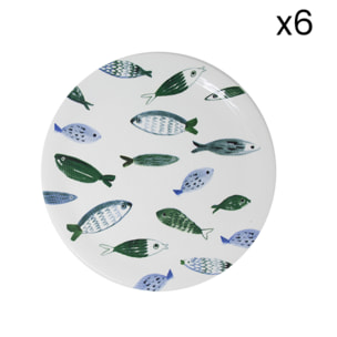 Set 6 piatti piani Camogli in ceramica sottosmalto