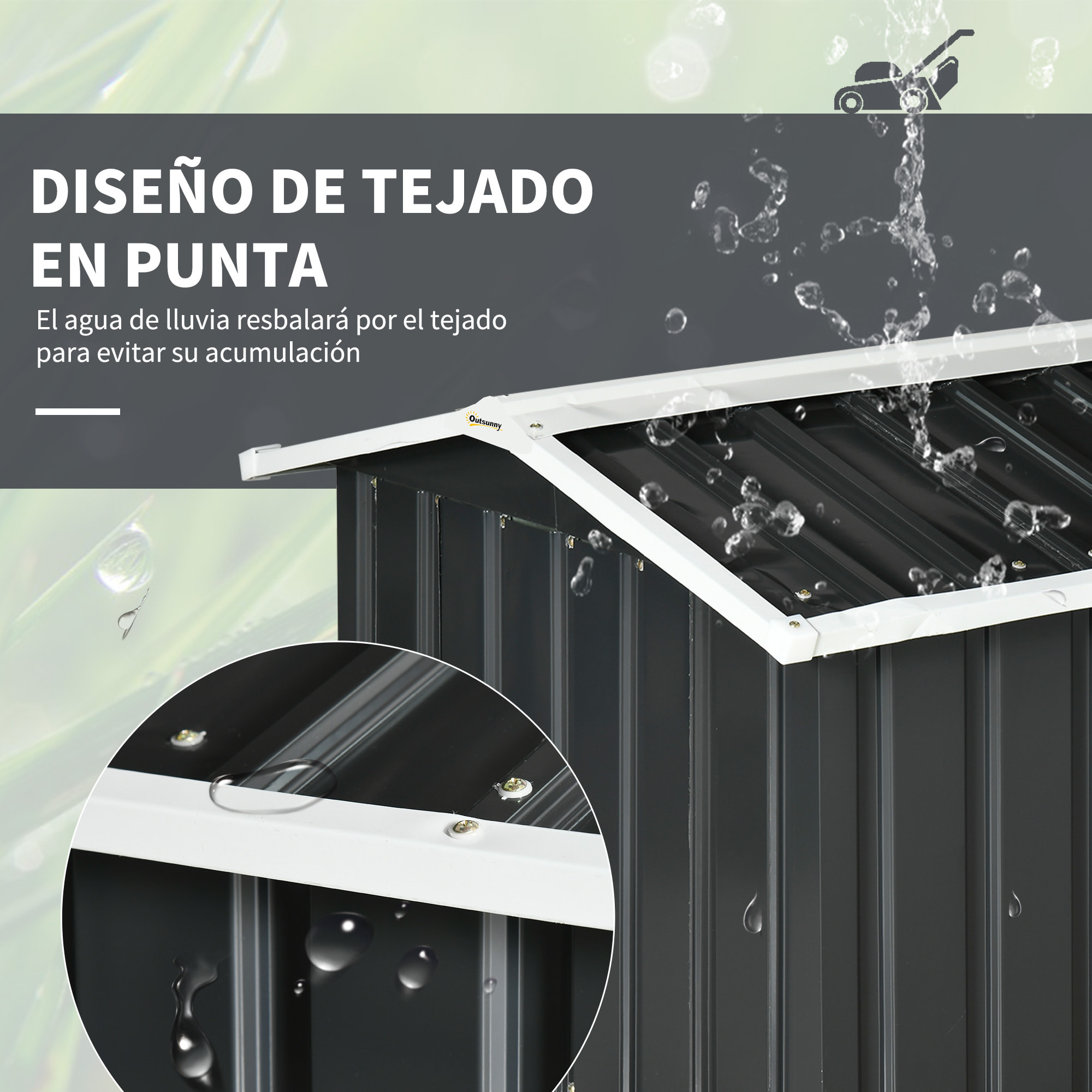 Garaje para Robot Cortacésped de Acero Galvanizado con Techo Dos Aguas, Caseta para Robot Cortacésped, 87x103x66 cm, para Jardín, Exterior, Césped, Gris Oscuro