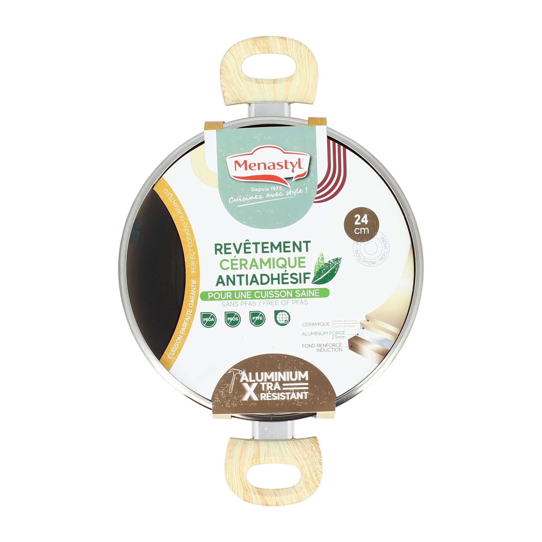 Faitout 24cm avec revêtement céramique noisette - tous feux COLORAMA