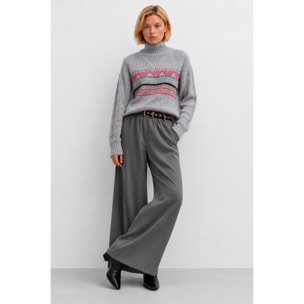 Kocca - Pantaloni a gamba larga in viscosa con vita alta Donna