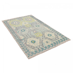 Tapis kilim géométrique, tissé plat en laine, MEMEDA