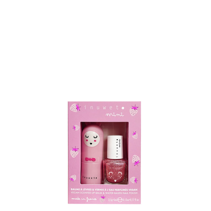 Duo Mini Fraise - Coffret Baume à Lèvres + Mini Vernis à ongles