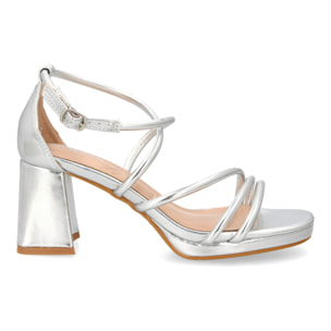 Sandalia de tacón con tiras finas para mujer